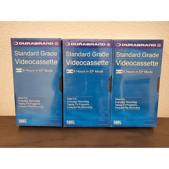DURABRAND T-120 BLANK VHS VIDEO 3-TAPE LOT Standard Grade Records 2 4 6 Hours - Picture 1 of 5